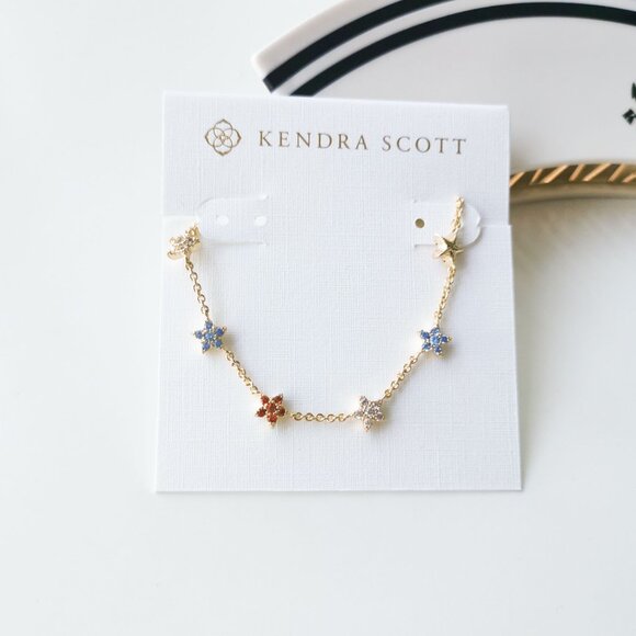 Kendra Scott Sierra Star Gold Crystal Chain Bracelet - Picture 1 of 3